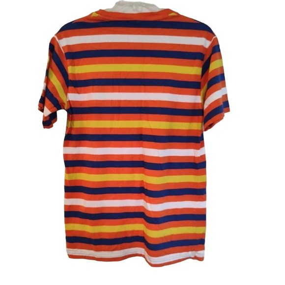 USPA T-Shirt Men Size S Orange Colorful Striped Embroidered Logo Short Sleeve - Picture 4 of 6